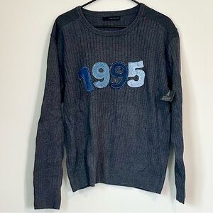 NWT Calvin Klein Jeans Gray Sweater Urban Renewal Blue 1995 Patch Design S/M